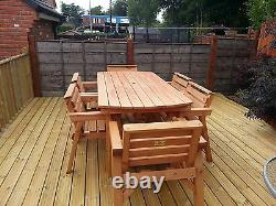 NEW Solid Wood Garden Patio Furniture 6 ft table & 6 Chairs