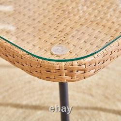 Neo Garden Furniture Patio Wicker Bamboo Style Cane Chair Table Bistro Set 3 PC