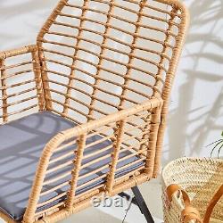 Neo Garden Furniture Patio Wicker Bamboo Style Cane Chair Table Bistro Set 3 PC