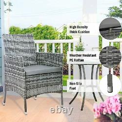 New 3PC Rattan Furniture Bistro Set Garden Chair Table Patio Outdoor Wicker