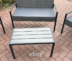 New 4 Piece Rattan Garden Furniture Set Grey & Black Outdoor Patio Summer 2024