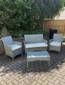 New 4 Seater Grey Rattan Garden Furniture Set Chairs Table Patio Set Clearance