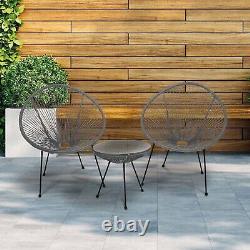 New Grey Dakota Bistro Set Patio Set Outdoor Garden Furniture 2 Chairs & Table