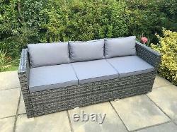 New Grey PE Rattan 3 Seater Sofa Patio Outdoor Garden Furniture UK Stock