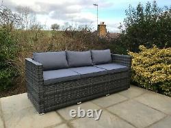 New Grey PE Rattan 3 Seater Sofa Patio Outdoor Garden Furniture UK Stock