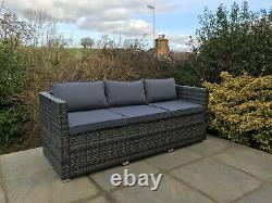 New Grey PE Rattan 3 Seater Sofa Patio Outdoor Garden Furniture UK Stock