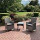 New Rattan Garden Furniture Bistro Set Patio Outdoor Black & Grey- Summer 2024