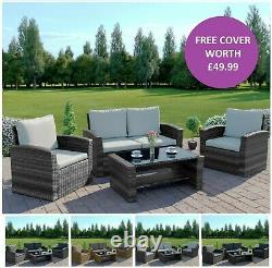 New Rattan Garden Furniture Patio Conservatory Sofa Set Armchairs FREE COVER