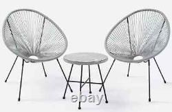 New Silver Salsa Bistro Set Patio Set Outdoor Garden Furniture 2 Chairs & Table