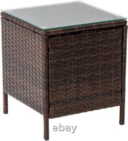 Nustone Rattan Garden Patio 2 Chairs and Table Set Outdoor Furniture in Brown