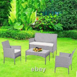 OUTDOOR RATTAN GARDEN SOFA FURNITURE 4PIECE SET PATIO CHAIRS TABLE Weaker Indoor