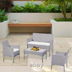 OUTDOOR RATTAN GARDEN SOFA FURNITURE 4PIECE SET PATIO CHAIRS TABLE Weaker Indoor