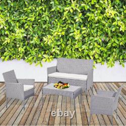 OUTDOOR RATTAN GARDEN SOFA FURNITURE 4PIECE SET PATIO CHAIRS TABLE Weaker Indoor