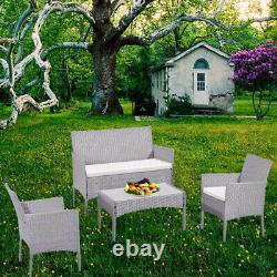 OUTDOOR RATTAN GARDEN SOFA FURNITURE 4PIECE SET PATIO CHAIRS TABLE Weaker Indoor