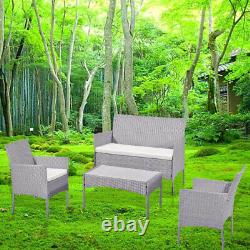 OUTDOOR RATTAN GARDEN SOFA FURNITURE 4PIECE SET PATIO CHAIRS TABLE Weaker Indoor