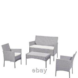 OUTDOOR RATTAN GARDEN SOFA FURNITURE 4PIECE SET PATIO CHAIRS TABLE Weaker Indoor