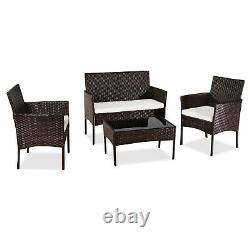 Oshion outdoor rattan 4 piece set patio brown garden sofa furniture & cushions