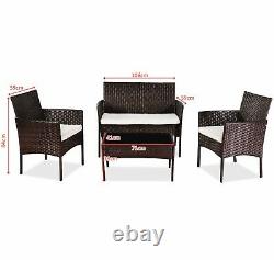 Oshion outdoor rattan 4 piece set patio brown garden sofa furniture & cushions