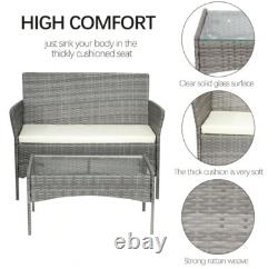 Outdoor 4-Piece Rattan Garden Sofa Chair Table Furniture Set Patio Conservatory