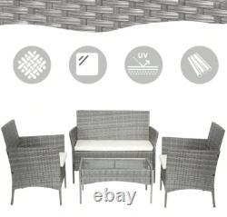 Outdoor 4-Piece Rattan Garden Sofa Chair Table Furniture Set Patio Conservatory