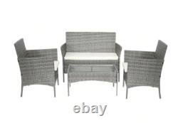 Outdoor 4-Piece Rattan Garden Sofa Chair Table Furniture Set Patio Conservatory