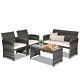 Outdoor Garden Furniture 4 Pieces Patio Set With Cushions And Coffee Table