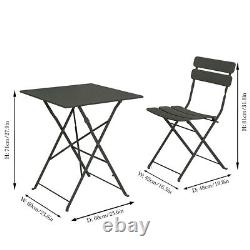 Outdoor Garden Furniture Patio Balcony Bistro Set Metal Table Chair Folding 3 PC