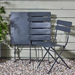 Outdoor Garden Furniture Patio Balcony Bistro Set Metal Table Chair Folding 3 PC