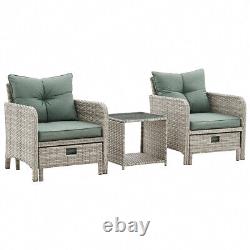 Outdoor Garden Furniture Rattan Chairs Armchair Patio Set & Footstools