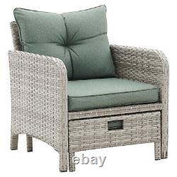 Outdoor Garden Furniture Rattan Chairs Armchair Patio Set & Footstools