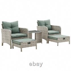 Outdoor Garden Furniture Rattan Chairs Armchair Patio Set & Footstools