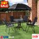 Outdoor Garden Furniture Set Dining Table Patio Deck 4 Chairs & Parasol 6pc