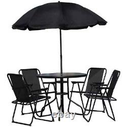 Outdoor Garden Furniture Set Dining Table Patio Deck 4 Chairs & Parasol 6pc