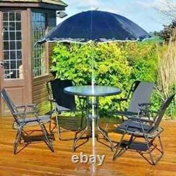 Outdoor Garden Furniture Set Dining Table Patio Deck 4 Chairs & Parasol 6pc