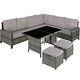 Outdoor Garden Furniture Set Uv-resistant Patio Sofa Stool Table Cushions Grey