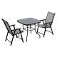 Outdoor Garden Glass Table And 2/4 Chairs Patio Furniture Set With Parasol Hole