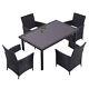 Outdoor Garden Patio Rattan Furniture Cube Dining Set Glass Top Table And Chairs