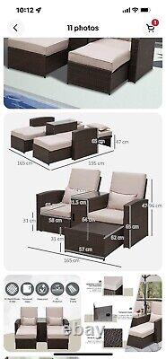 Outdoor Garden Rattan Sofa Lounger Recliner Wicker Patio Furniture Set