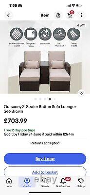 Outdoor Garden Rattan Sofa Lounger Recliner Wicker Patio Furniture Set