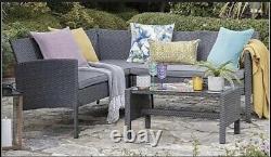 Outdoor Grey Rattan Garden Furniture 5 Seat Corner Sofa & Coffee Table Patio Set