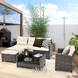 Outdoor&Indoor Garden furniture Set 4 PCS Patio with Extra Pillows and Cushions