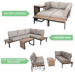 Outdoor Modular Corner Lounge Sofa Set Garden Patio Furniture Table 5 Piece Grey