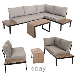 Outdoor Modular Corner Lounge Sofa Set Garden Patio Furniture Table 5 Piece Grey