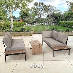 Outdoor Modular Corner Lounge Sofa Set Garden Patio Furniture Table 5 Piece Grey