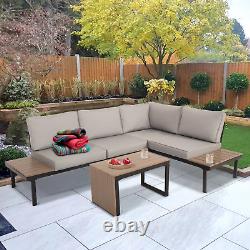 Outdoor Modular Corner Lounge Sofa Set Garden Patio Furniture Table 5 Piece Grey