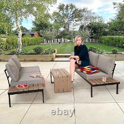 Outdoor Modular Corner Lounge Sofa Set Garden Patio Furniture Table 5 Piece Grey