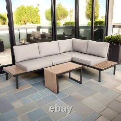 Outdoor Modular Corner Lounge Sofa Set Garden Patio Furniture Table 5 Piece Grey