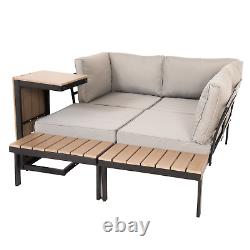 Outdoor Modular Corner Lounge Sofa Set Garden Patio Furniture Table 5 Piece Grey