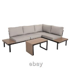 Outdoor Modular Corner Lounge Sofa Set Garden Patio Furniture Table 5 Piece Grey