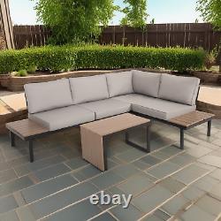 Outdoor Modular Corner Lounge Sofa Set Garden Patio Furniture Table 5 Piece Grey